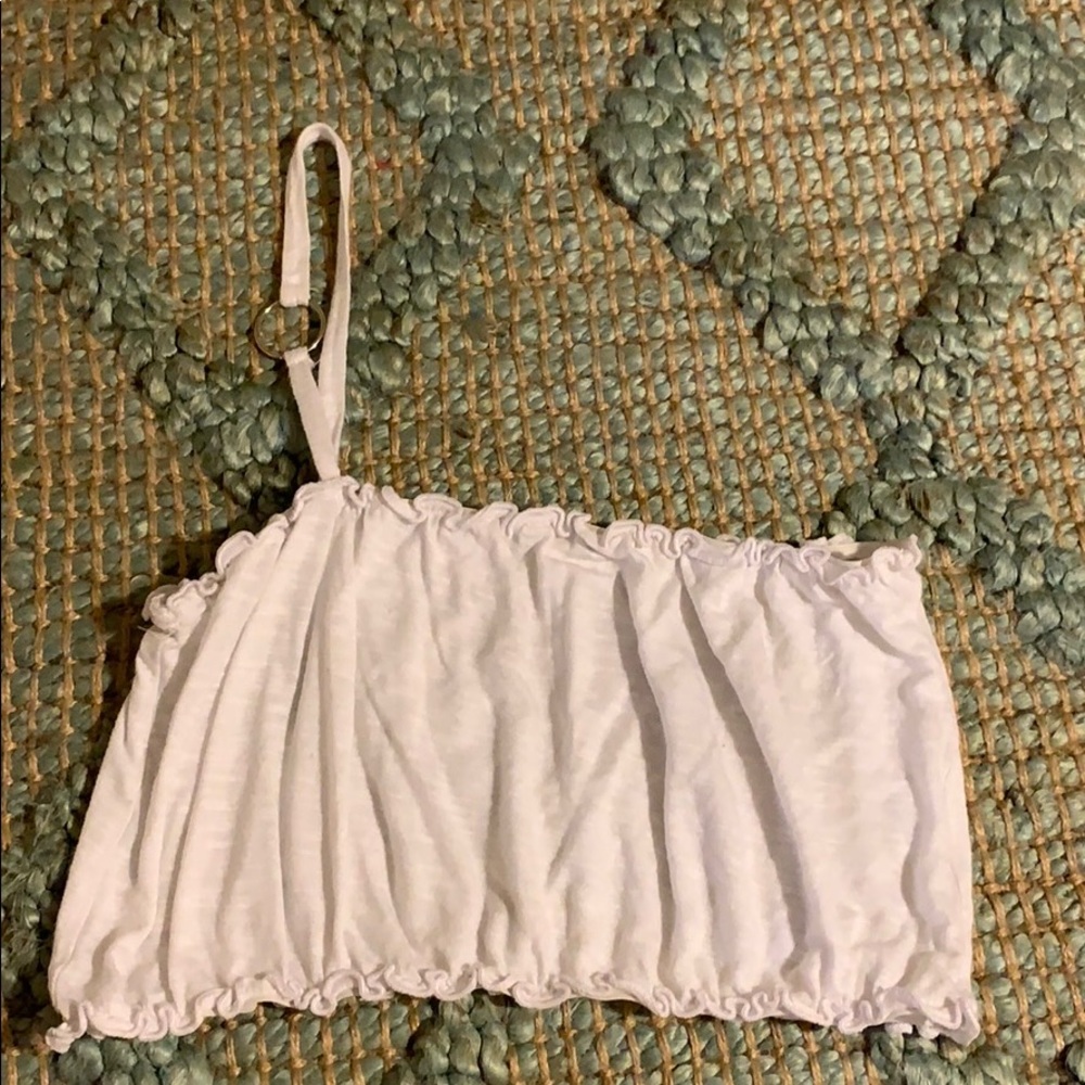 WHITE LF ONE SHOULDER CROP